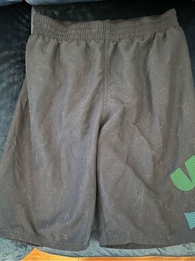 Boys Nike Swim Trunks with Green and Blue Swoosh and green mesh interior